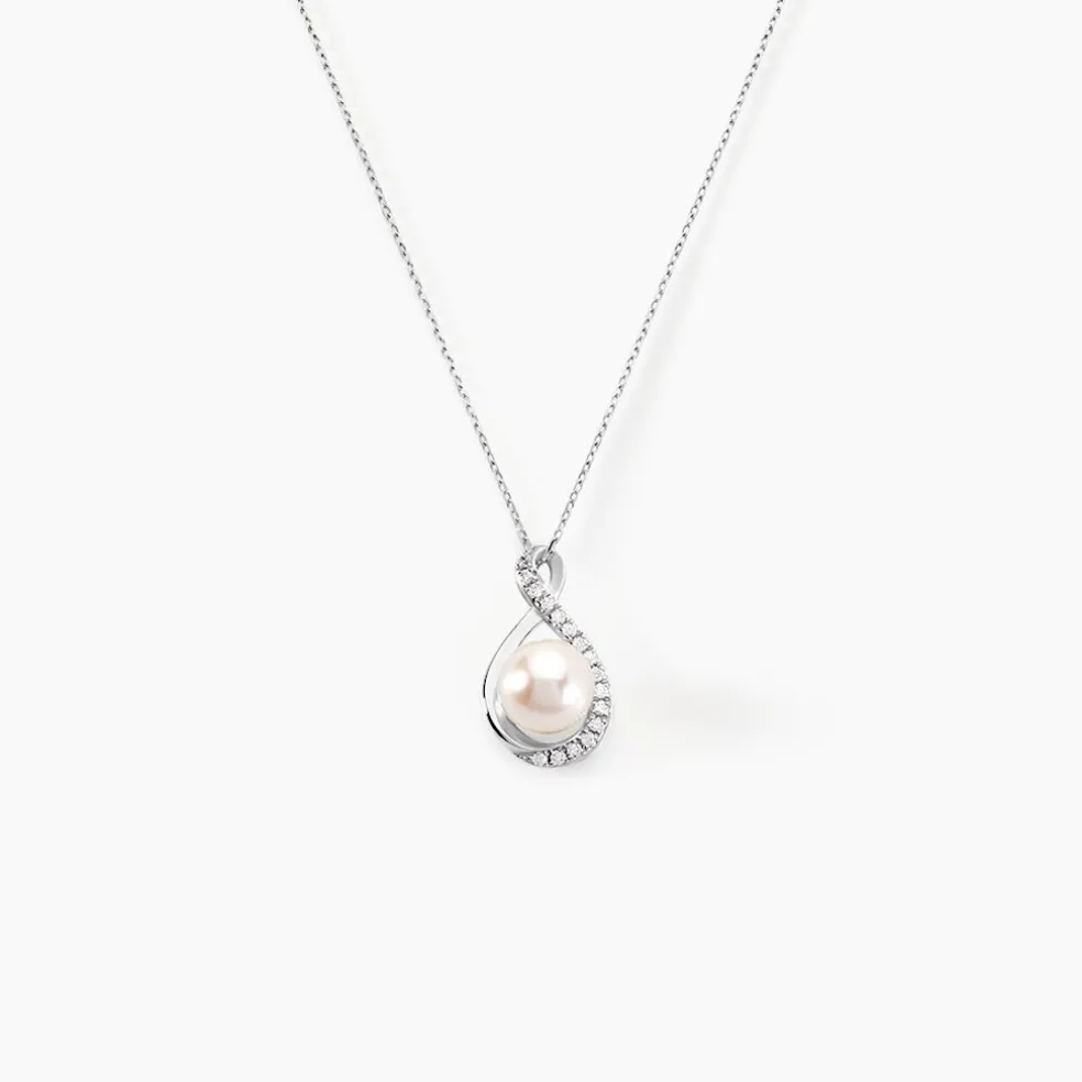 Collier Davy Or Blanc Perle De Culture Oxyde