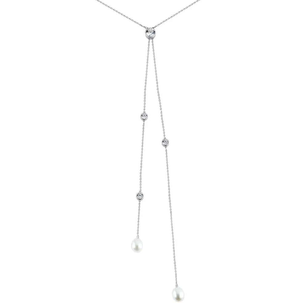 Collier De Dos Indigo Argent Perle De Culture Oxyde
