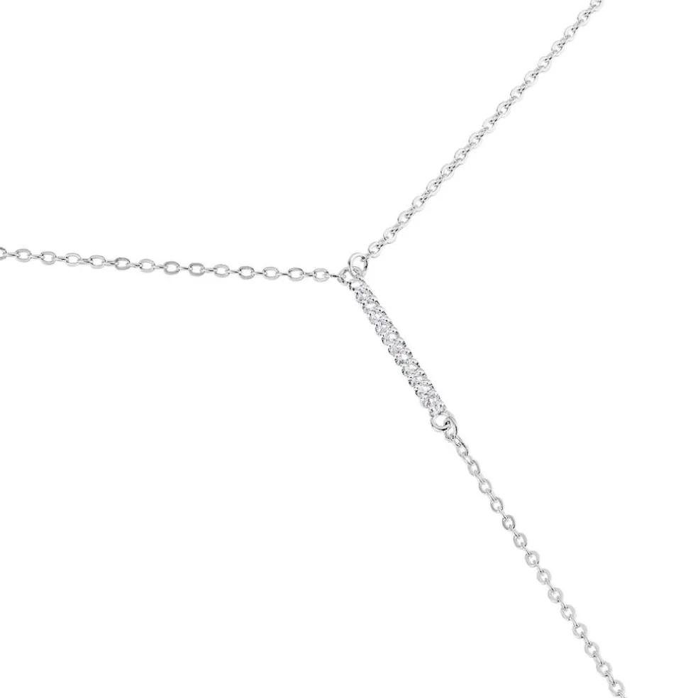 Collier De Dos Ou Sautoir Argent Blanc Indigo Oxyde De Zirconium