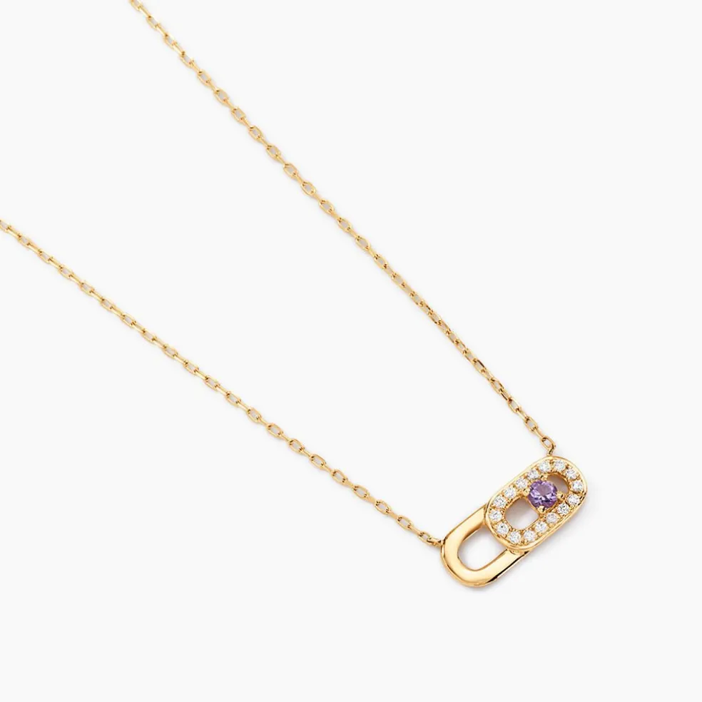 Collier Deonne Or Jaune Améthyste Oxyde De Zirconium