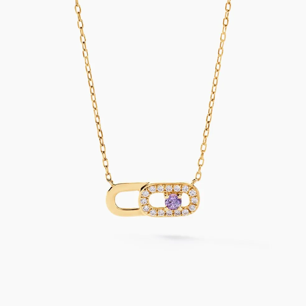 Collier Deonne Or Jaune Améthyste Oxyde De Zirconium