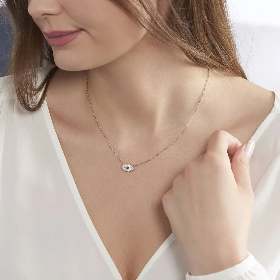 Collier Eldia Argent Rose Oxyde De Zirconium Diamant