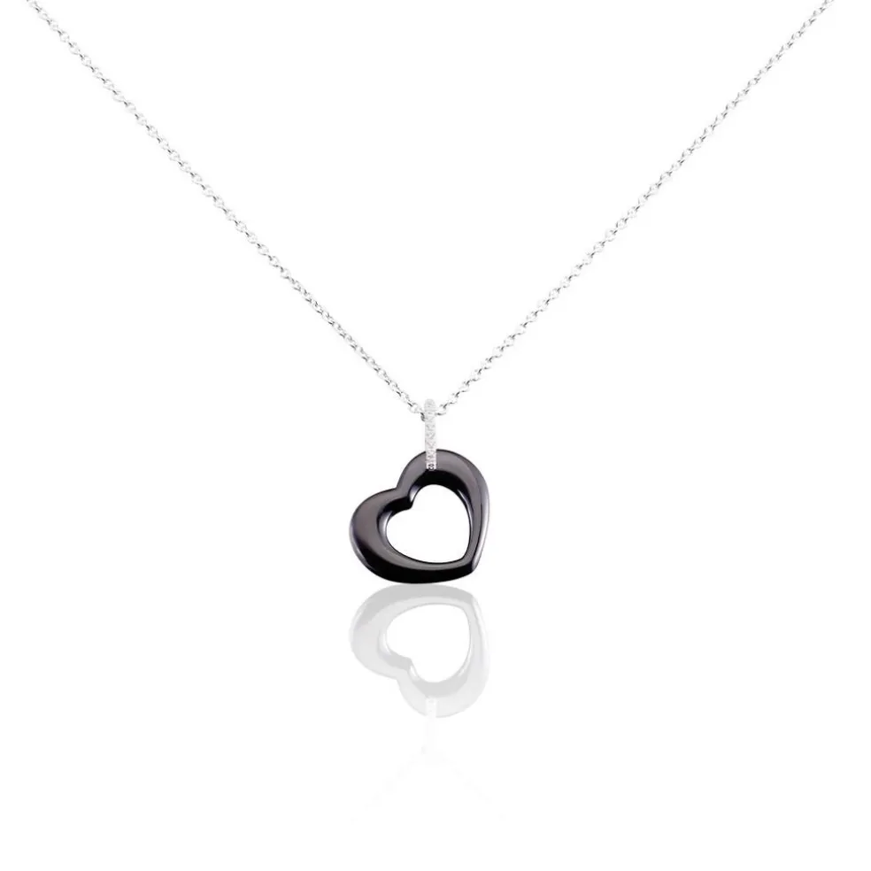 Collier Elodie Argent Blanc Oxyde De Zirconium Et Céramique