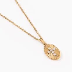 Collier Embrasement Plaqué Or Jaune Oxyde De Zirconium