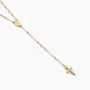 Collier Evelina Croix Maille Boule Or Jaune
