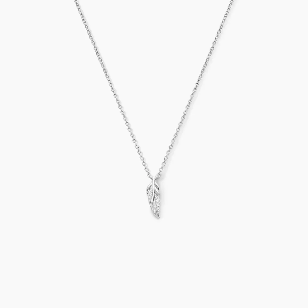 Collier Feath Argent Blanc Oxyde De Zirconium