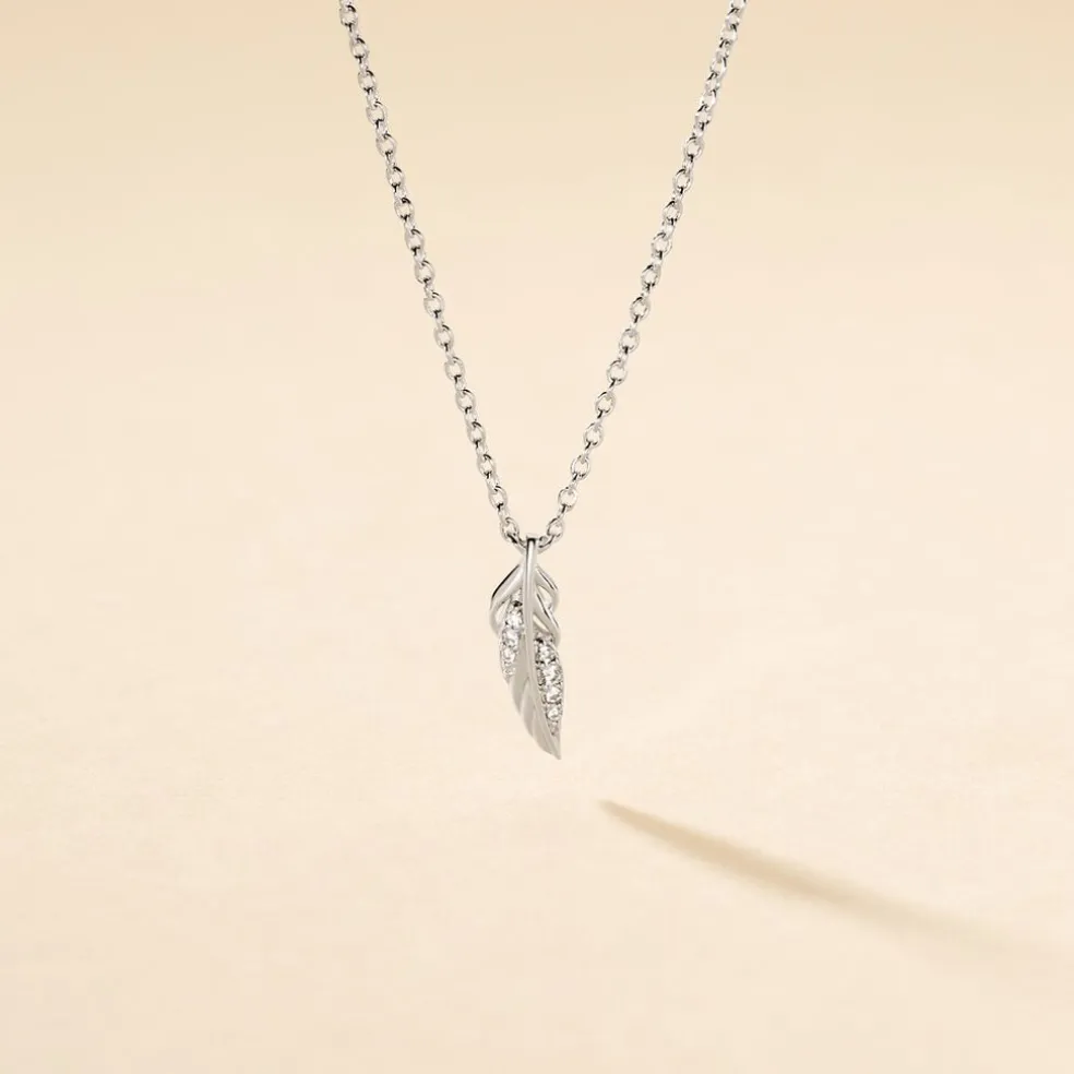 Collier Feath Argent Blanc Oxyde De Zirconium