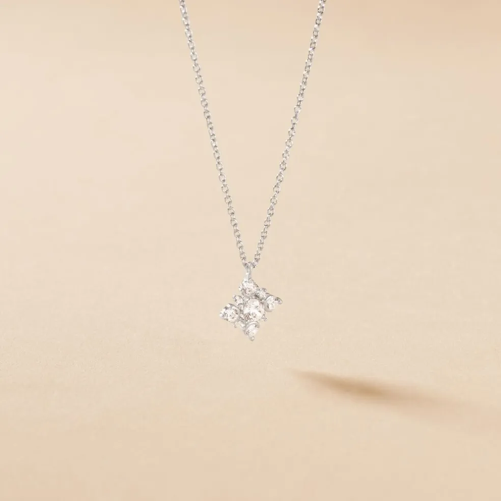 Collier Flocon Argent Blanc Oxyde De Zirconium