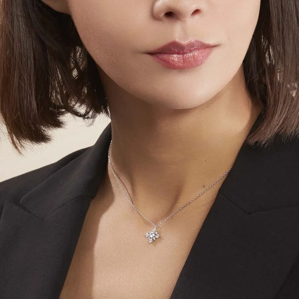 Collier Flocon Argent Blanc Oxyde De Zirconium