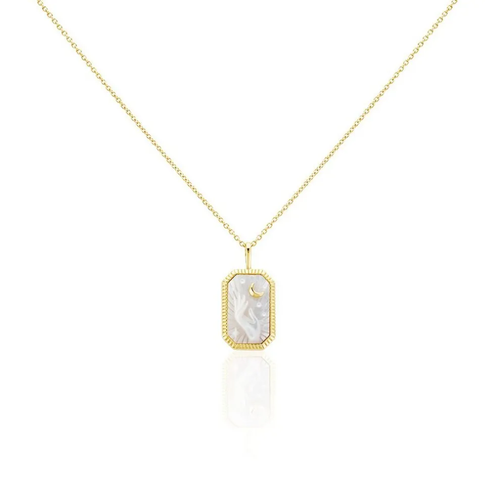 Collier Goddess Argent Doré Nacre