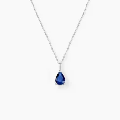 Collier Goutte Or Blanc Saphir