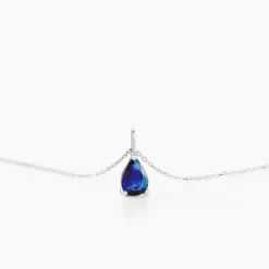 Collier Goutte Or Blanc Saphir