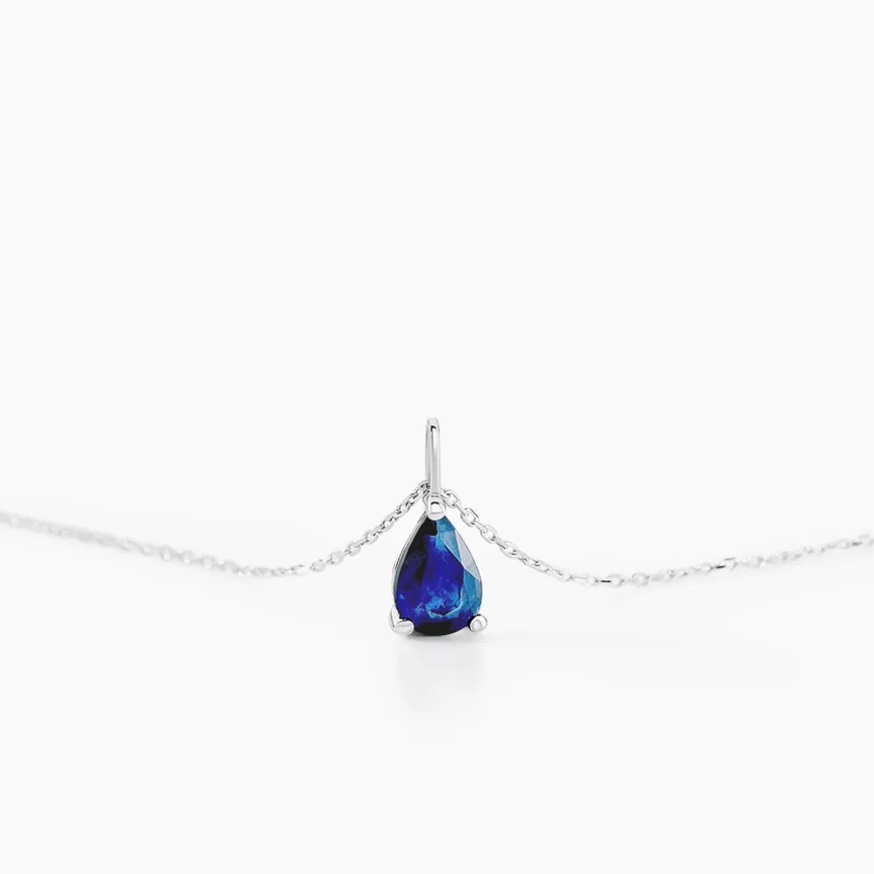 Collier Goutte Or Blanc Saphir
