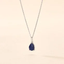 Collier Goutte Or Blanc Saphir