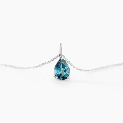 Collier Goutte Or Blanc Topaze