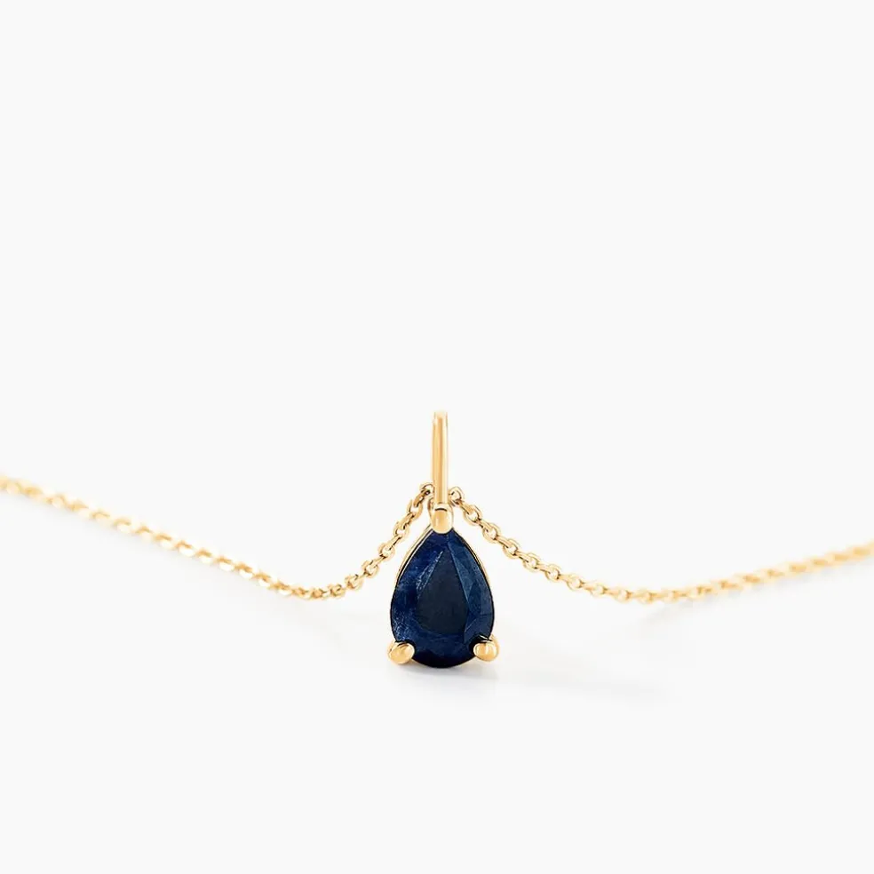 Collier Goutte Or Jaune Saphir