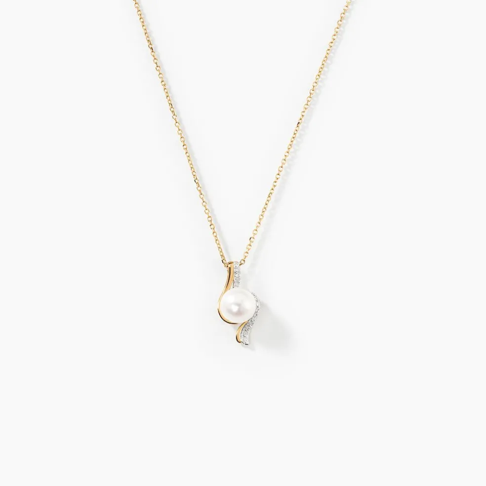 Collier Grazilla Or Bicolore Perle De Culture Et Diamant