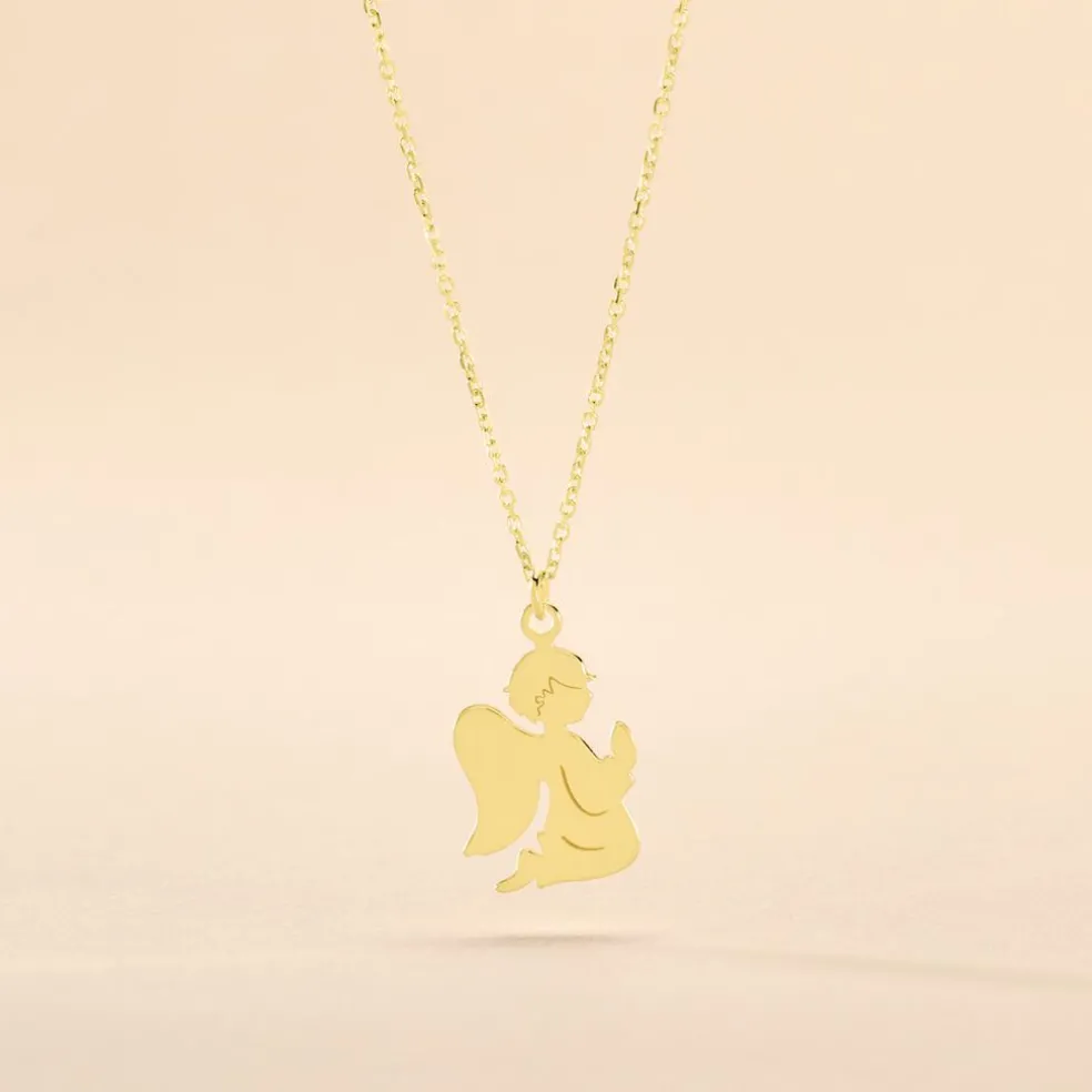 Collier Hallie Ange A Genoux Or Jaune