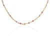 Collier Ilvaae Plaqué Or Pierre De Synthèse Rose
