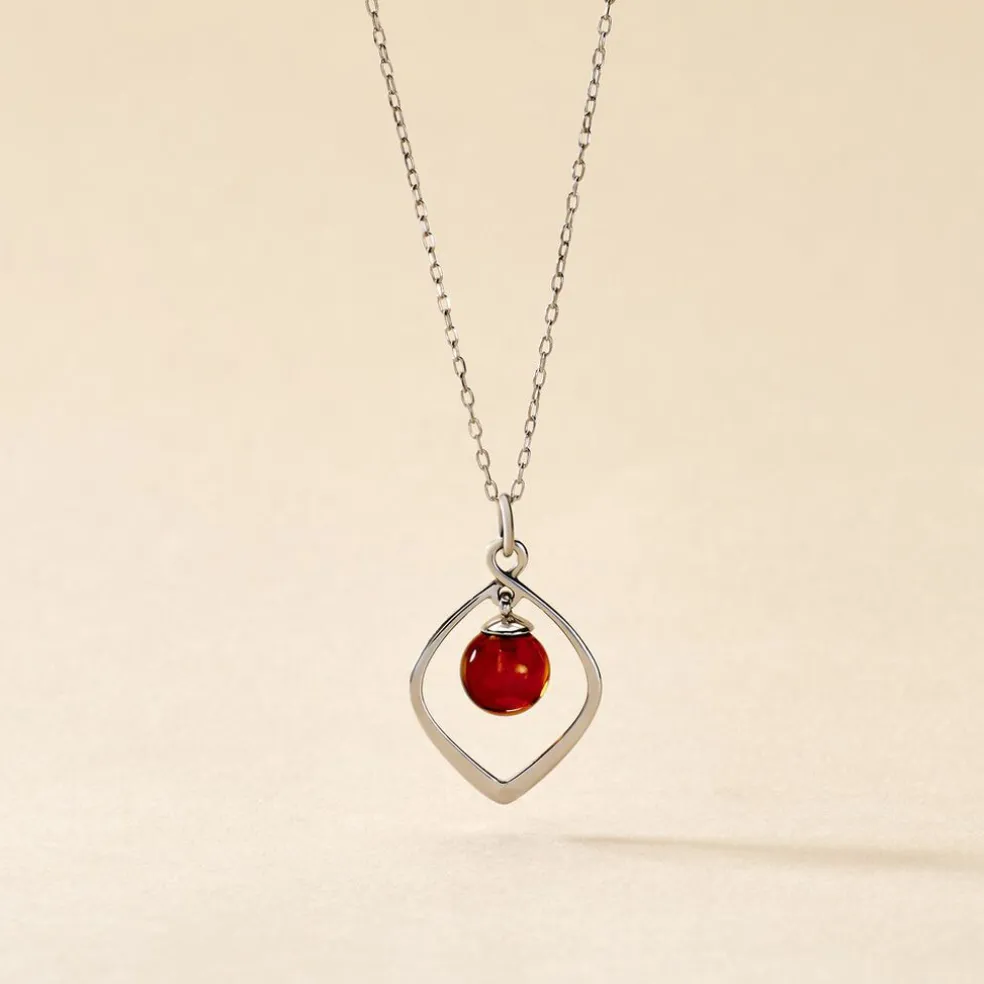 Collier Iva Argent Blanc Ambre