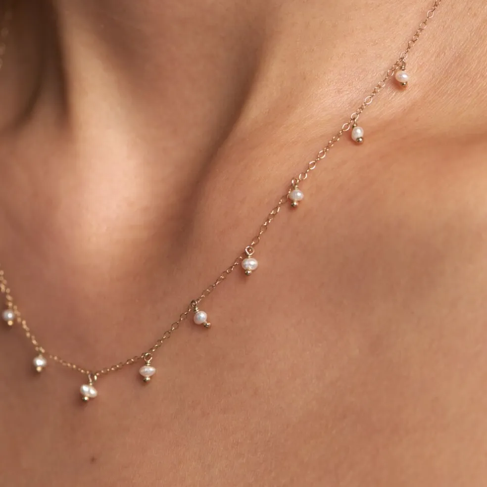 Collier Jazmin Or Jaune Perle De Culture