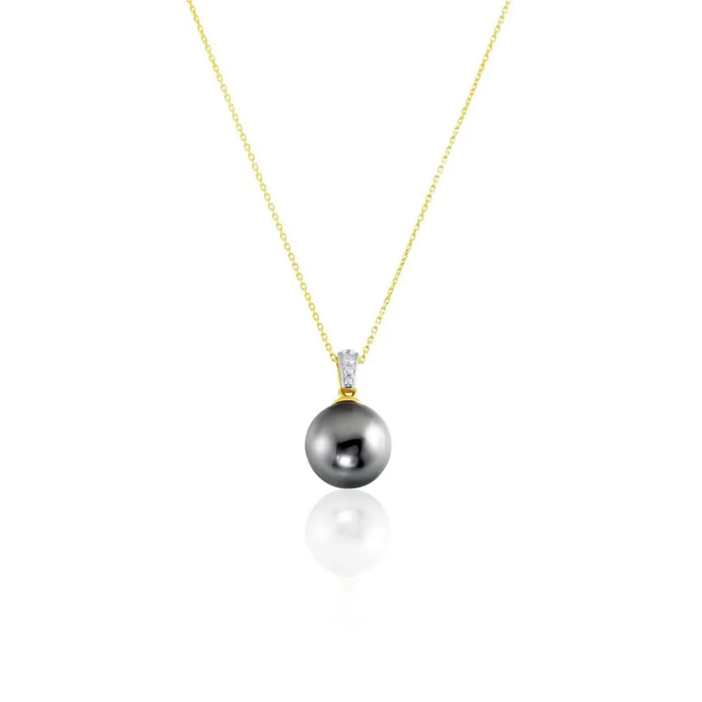 Collier Jodocus Or Jaune Perle De Tahiti Oxyde Zirconium
