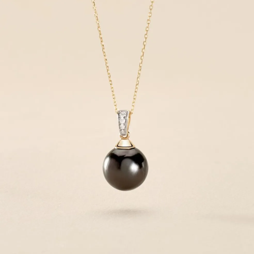Collier Jodocus Or Jaune Perle De Tahiti Oxyde Zirconium