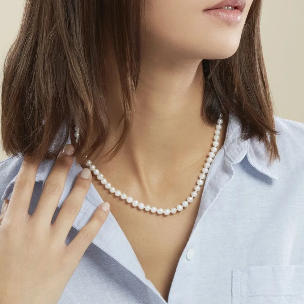 Collier Kanwal Or Jaune Perle De Culture