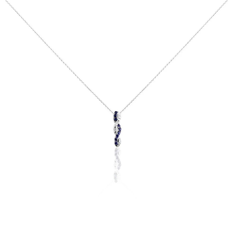 Collier Ligera Or Blanc Saphir Et Diamant