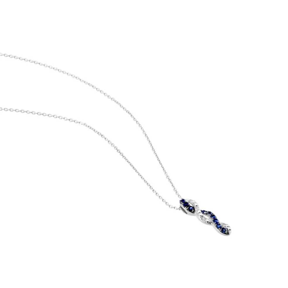 Collier Ligera Or Blanc Saphir Et Diamant