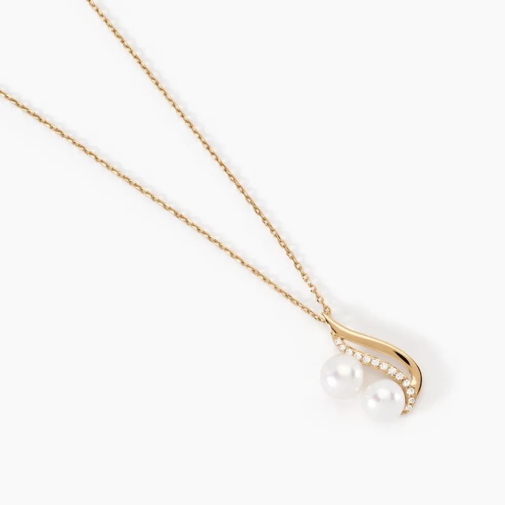 Collier Loeva Or Jaune Perle De Culture Et Oxyde De Zirconium