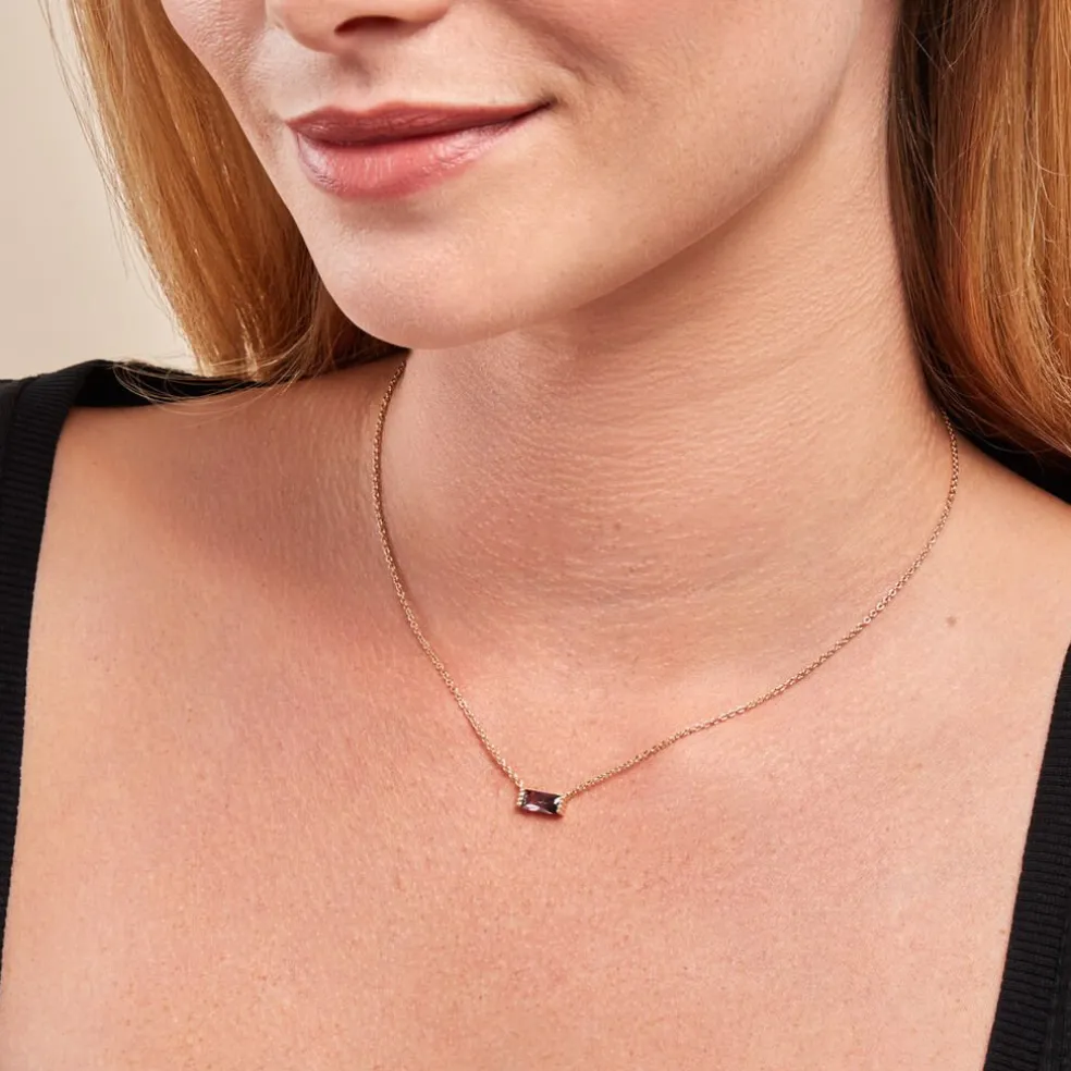 Collier Luccia Plaqué Or Doré Pierre D'imitation