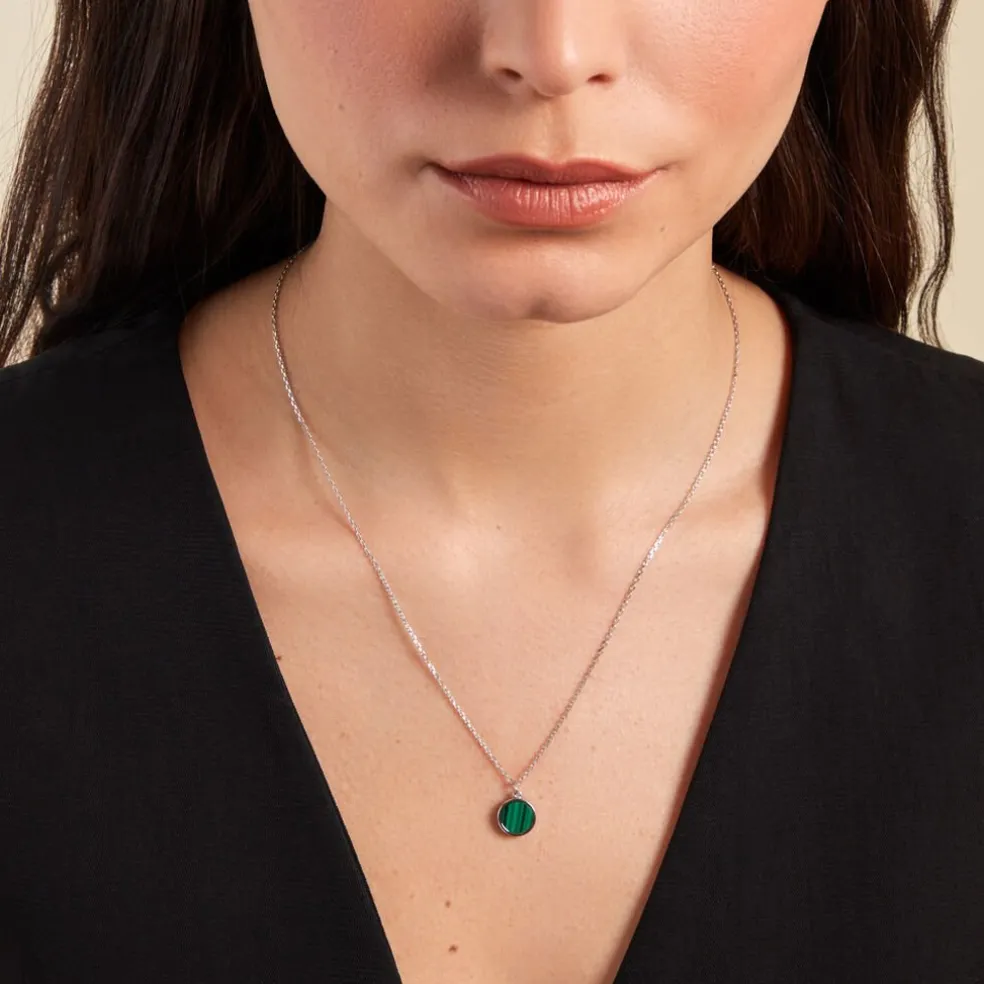 Collier Lunatique Argent Blanc Malachite Onyx
