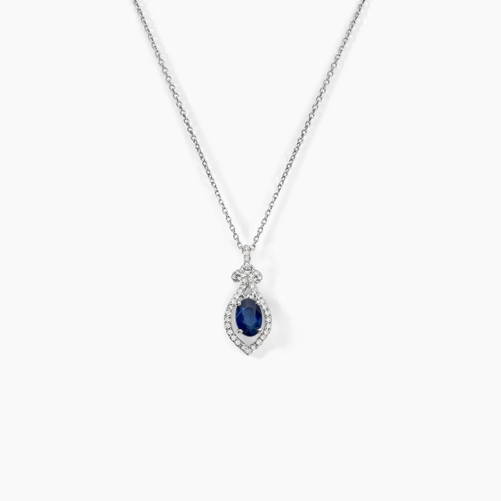 Collier Lys Or Blanc Saphir Et Diamant