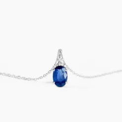 Collier Marie Or Blanc Saphir Diamant