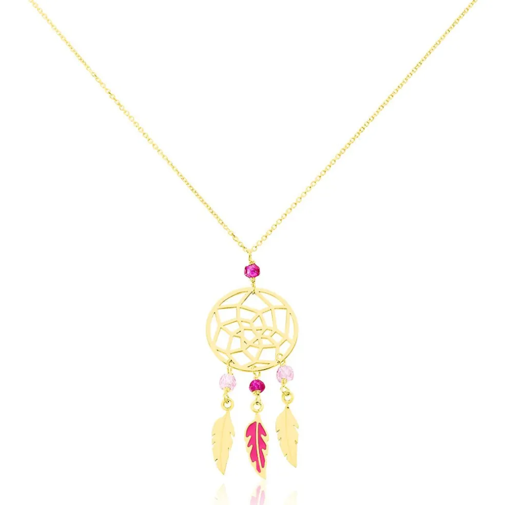 Collier Marion Attrape Reve Plumes Or Jaune