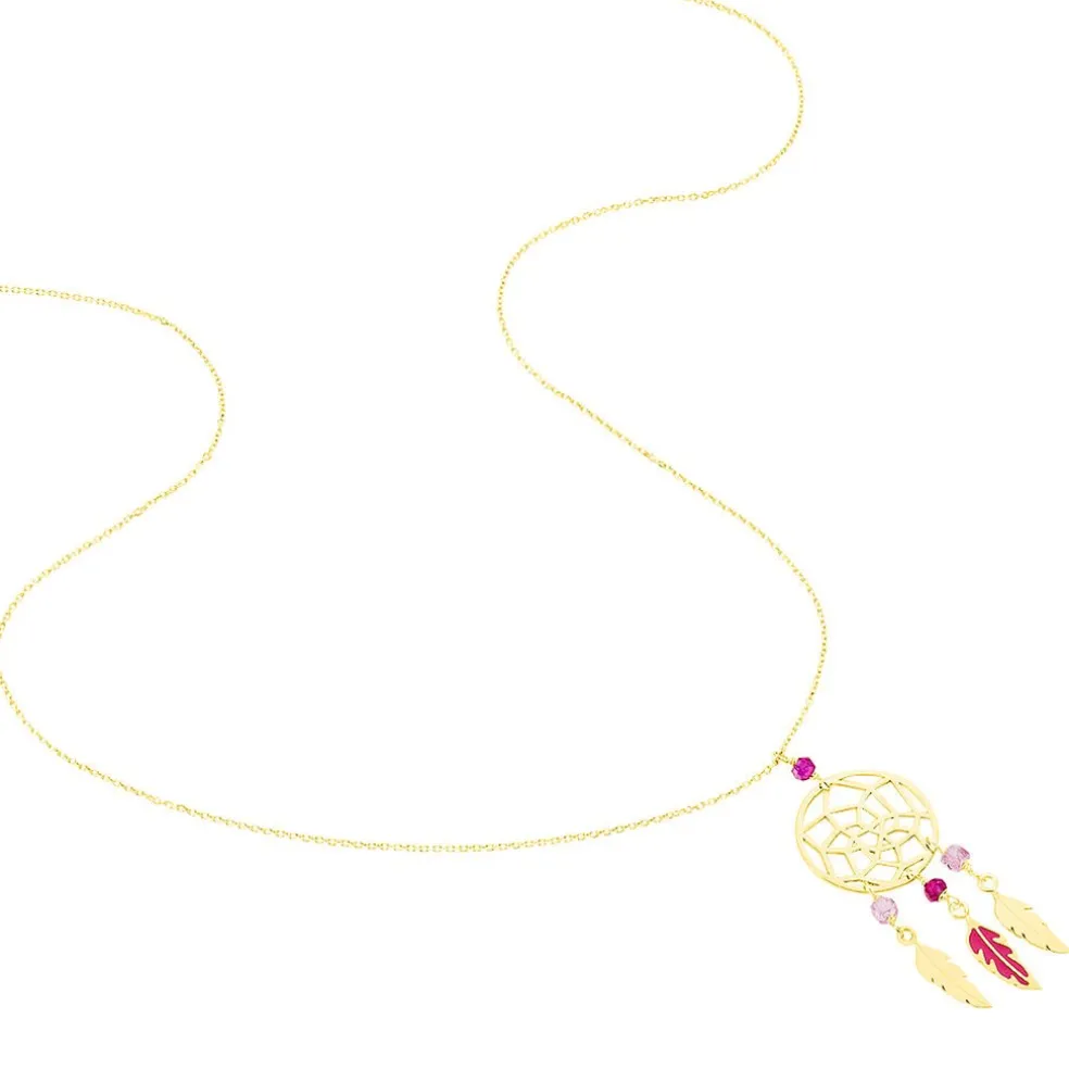Collier Marion Attrape Reve Plumes Or Jaune