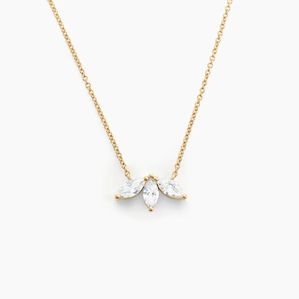 Collier Marquise Or Jaune Oxyde De Zirconium
