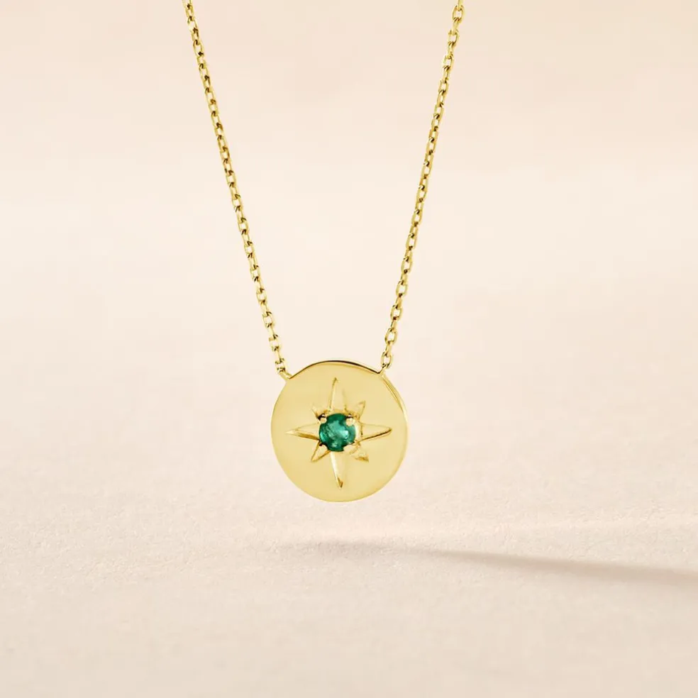 Collier Melchior Or Jaune Emeraude