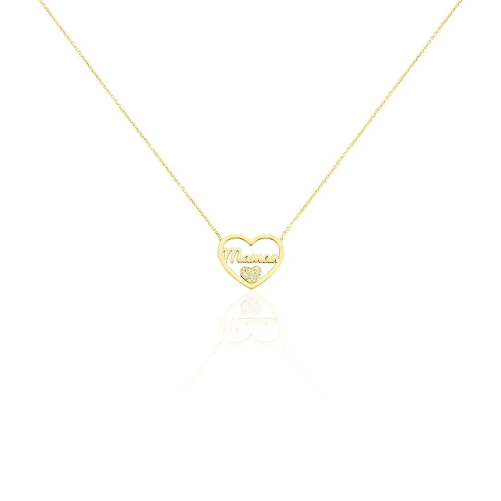 Collier Micarla Or Jaune Oxyde De Zirconium