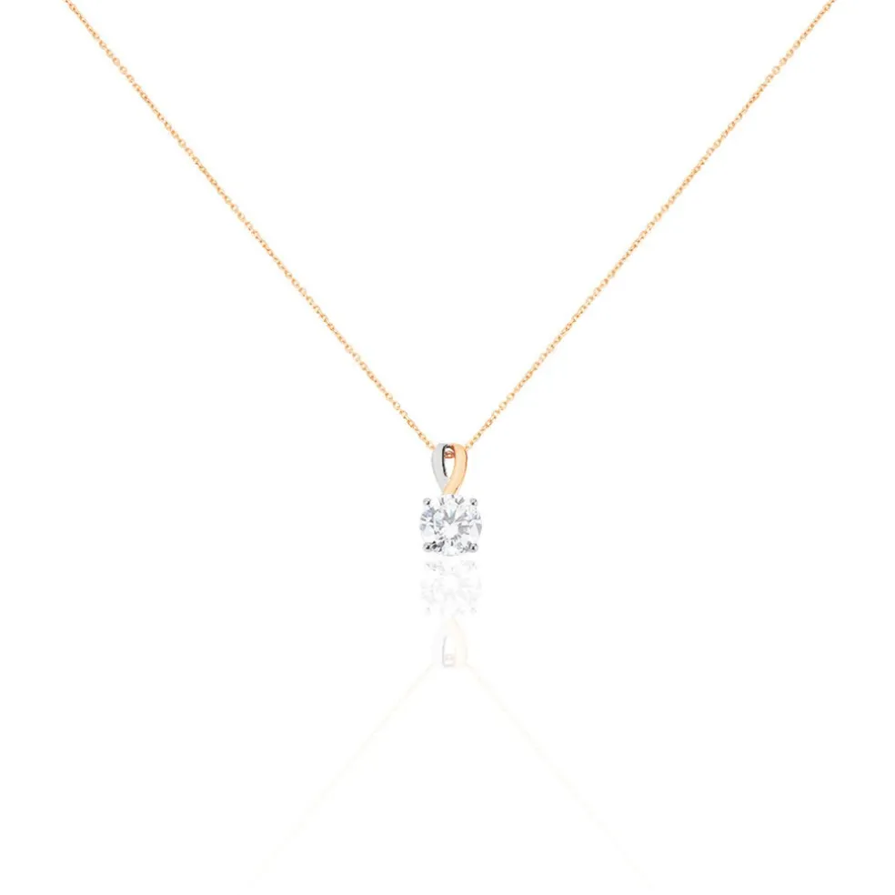 Collier Micheline Or Bicolore Oxyde De Zirconium