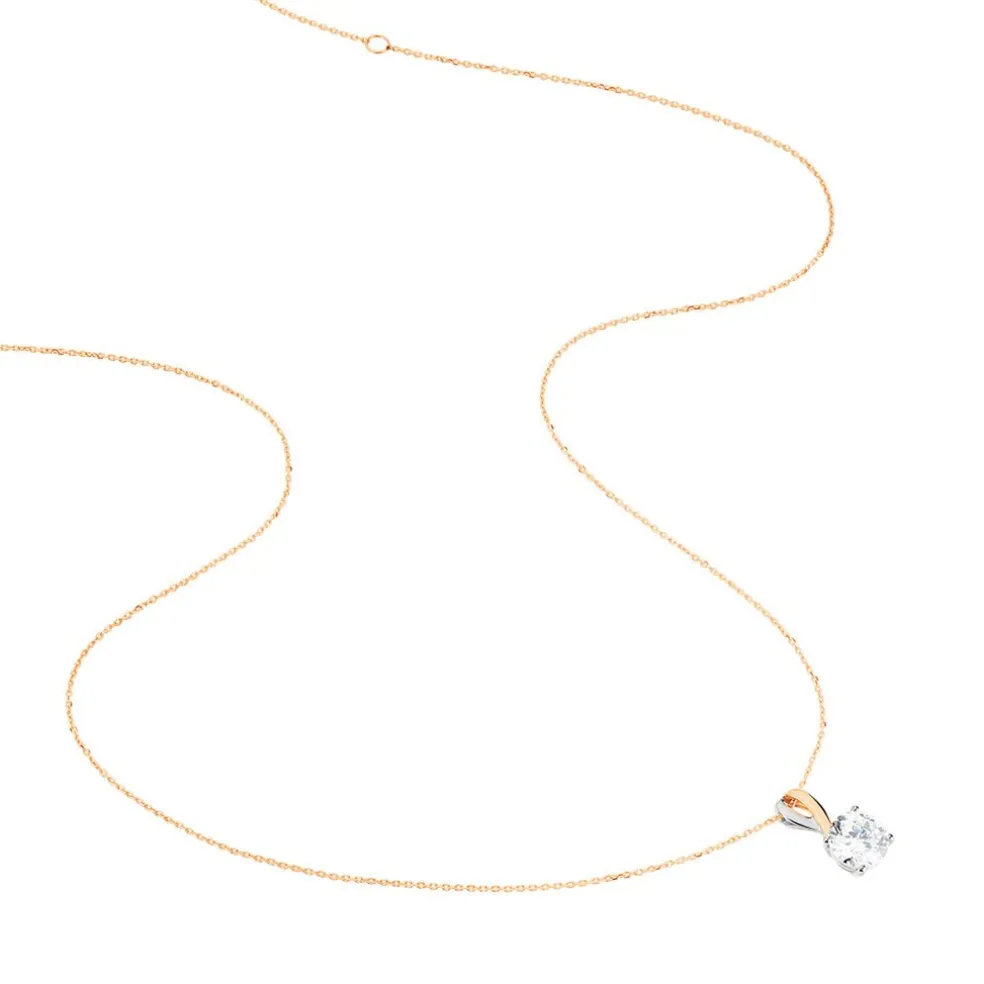 Collier Micheline Or Bicolore Oxyde De Zirconium