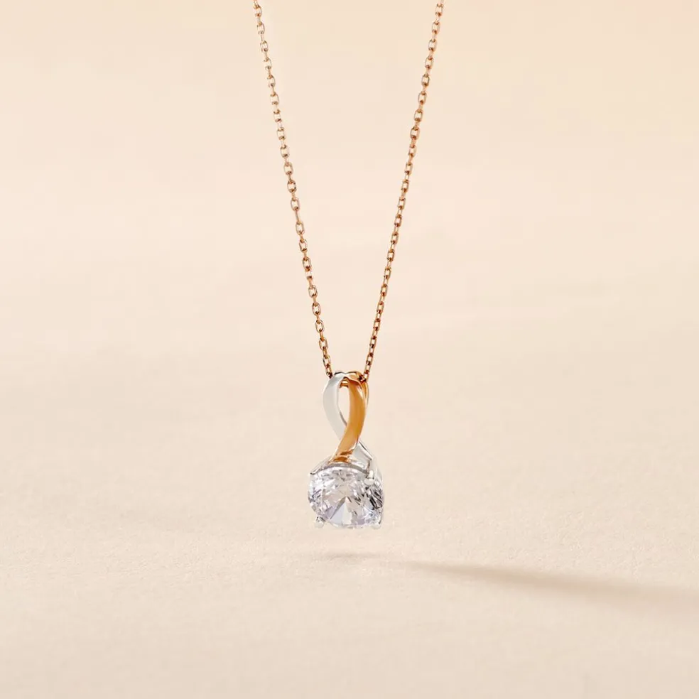 Collier Micheline Or Bicolore Oxyde De Zirconium