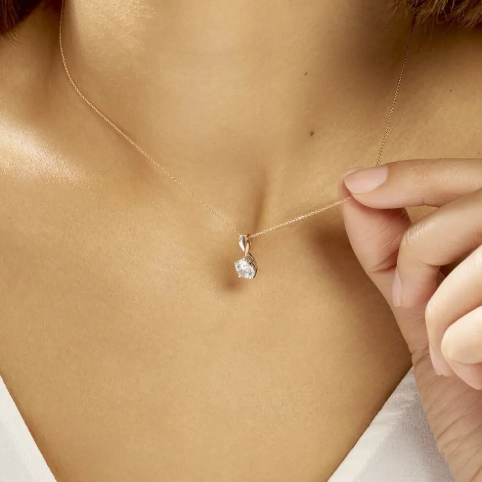 Collier Micheline Or Bicolore Oxyde De Zirconium