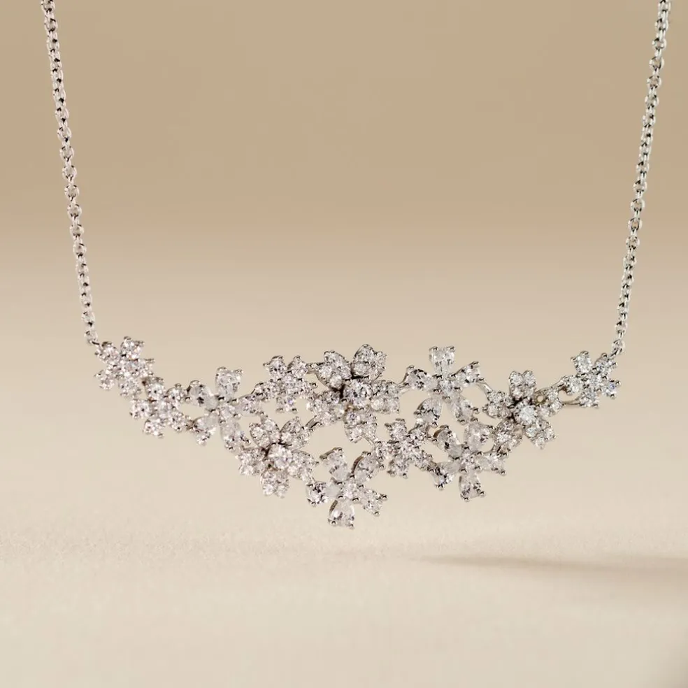 Collier Midnight Flower Argent Blanc Oxyde De Zirconium