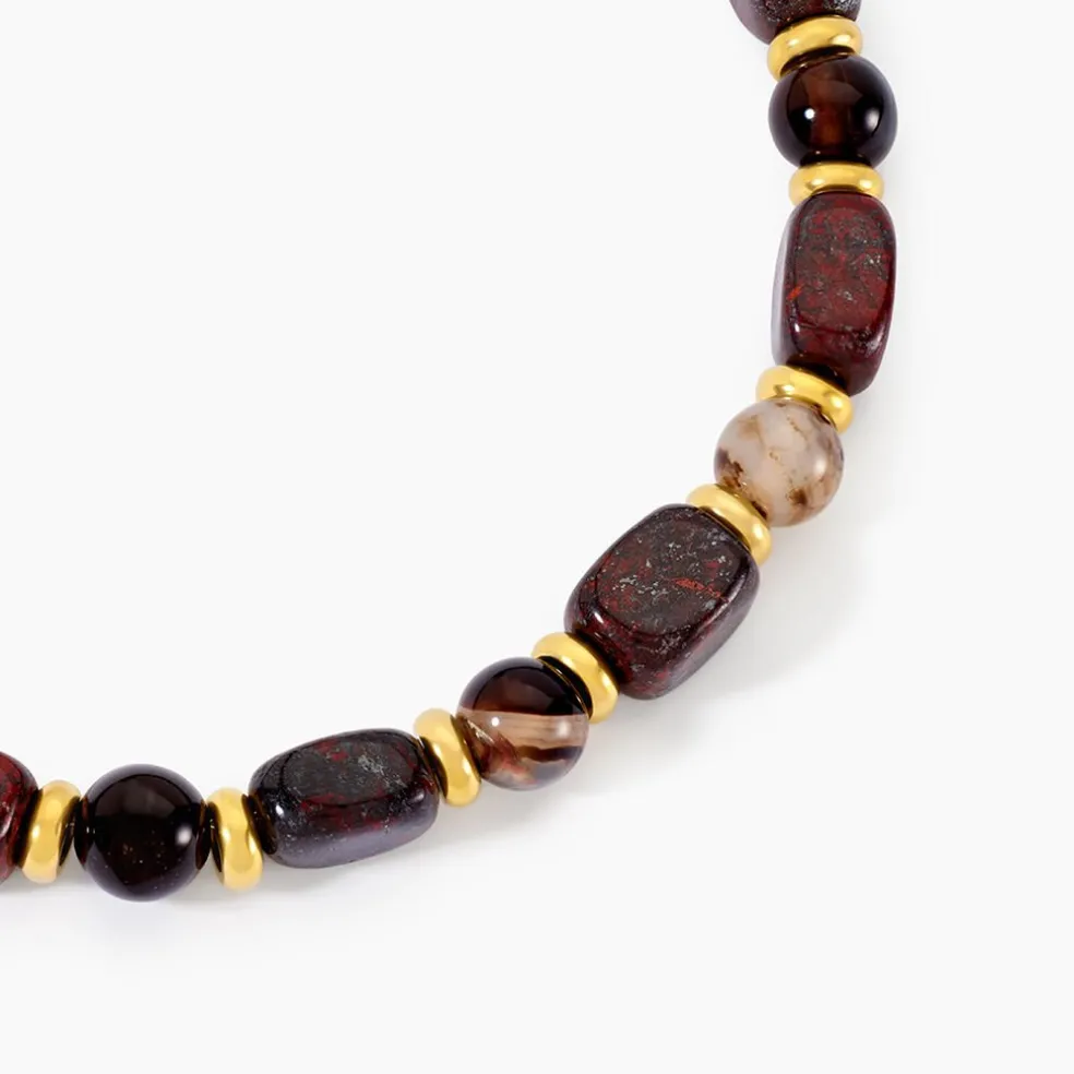 Collier Miky Acier Jaune Pierre De Synthese Agate