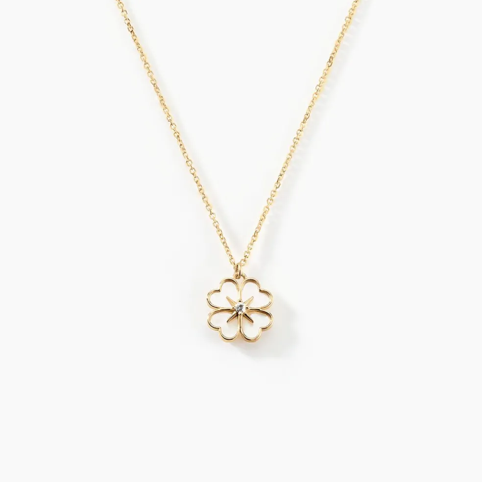 Collier Nacrea Or Jaune Nacre Oxyde De Zirconium