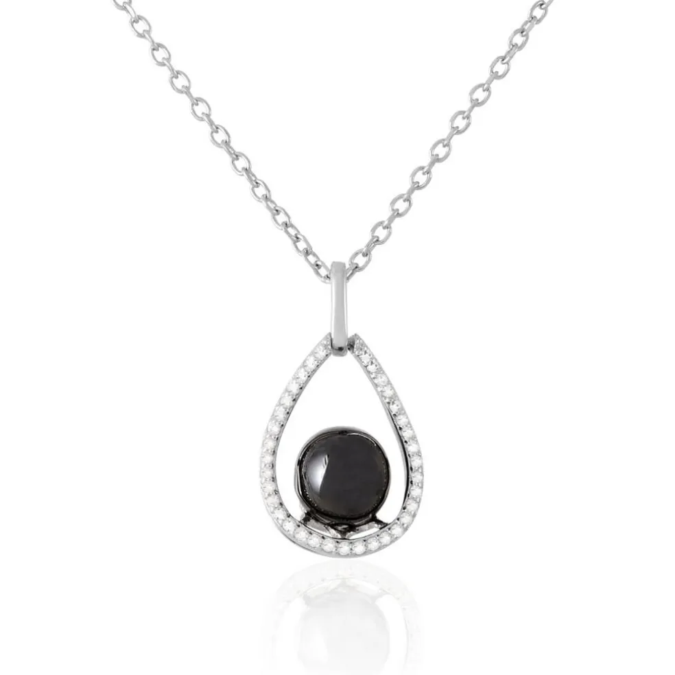 Collier Nerea Argent Blanc Céramique Et Oxyde De Zirconium