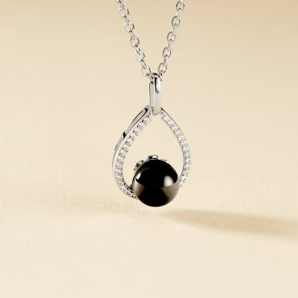 Collier Nerea Argent Blanc Céramique Et Oxyde De Zirconium