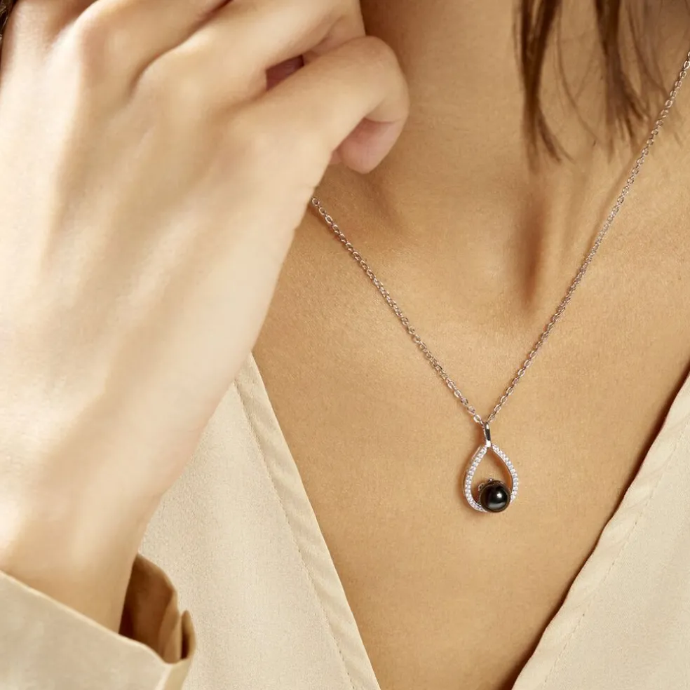 Collier Nerea Argent Blanc Céramique Et Oxyde De Zirconium
